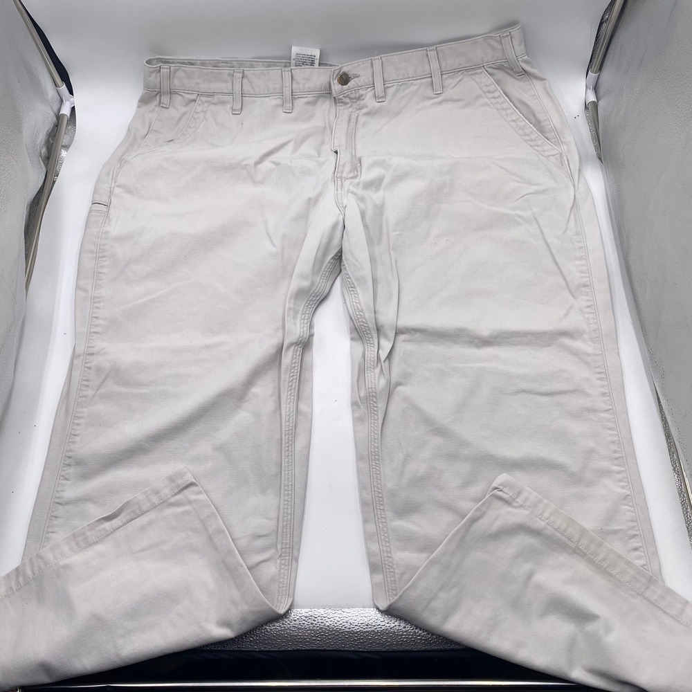 Carhartt B299 PUT Relaxed Fit Canvas Work Pants Mens 46x30 Putty Tan Carpenter